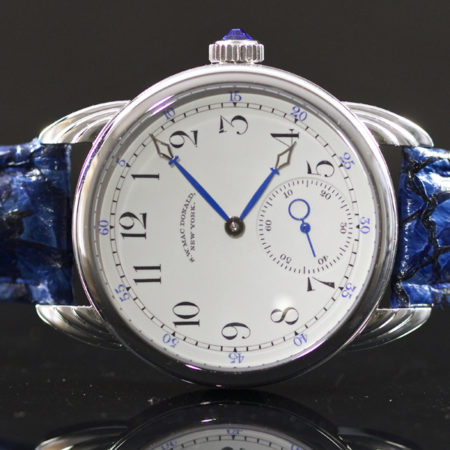 Steel Wrocket with rare  enamel dial with blue minute markers - Image 3