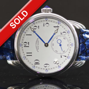 Steel Wrocket with rare  enamel dial with blue minute markers
