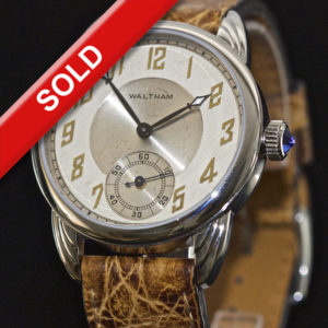 Steel Wrocket watch with original Waltham two-tone dial