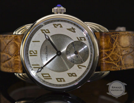 Steel Wrocket watch with original Waltham two-tone dial - Image 6