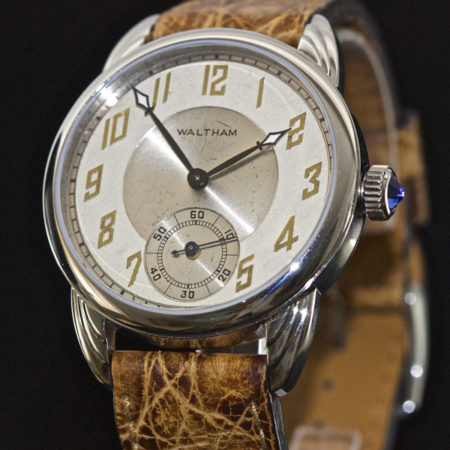 Steel Wrocket watch with original Waltham two-tone dial - Image 2