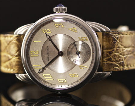 Steel Wrocket watch with original Waltham two-tone dial - Image 3