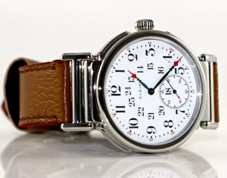Steel "DuoFace" - reversible watch- Elgin enamel Military dial - Image 4