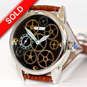 Wrocket with custom dial of  antique watch gears