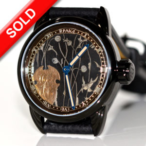 Antique silver "Niello" dial with 14kt rose gold Crest