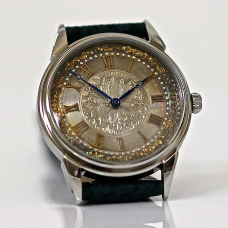 38mm watch with antique silver and gold dial - Image 2