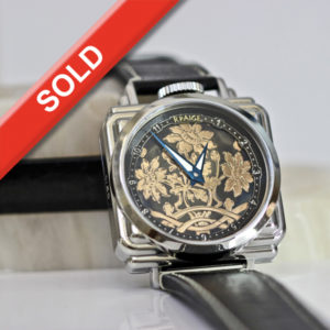 Fantastic Antique  Rose Gold and Sterling Niello dial