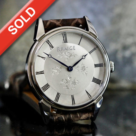 38mm Steel Watch with vintage 17 jewel movement and Antique Sterling Dial