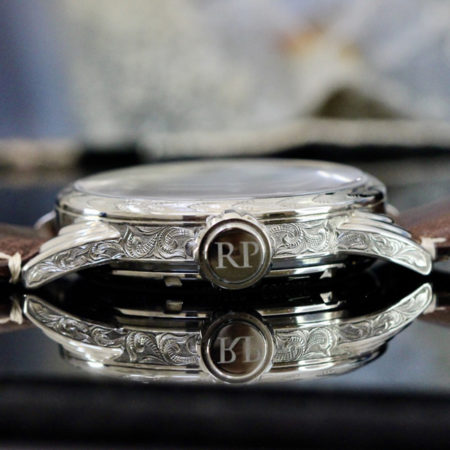 Hand Engraved Steel case Antique Sterling Engraved dial - Image 3