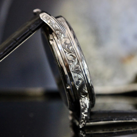 Hand Engraved Steel case -Antique Sterling Engraved dial - Image 2