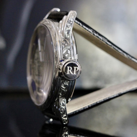Hand Engraved Steel case -Antique Sterling Engraved dial - Image 3