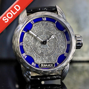 Hand Engraved Steel case -Antique Sterling Engraved dial