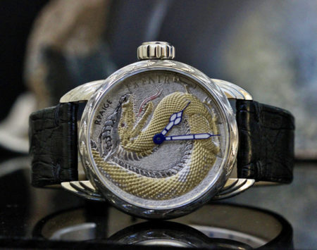 Hand Engraved Steel case -Fine Silver Dragon Dial - Image 6