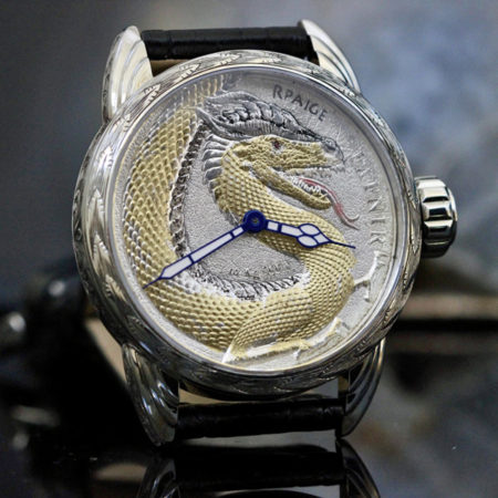Hand Engraved Steel case -Fine Silver Dragon Dial - Image 7
