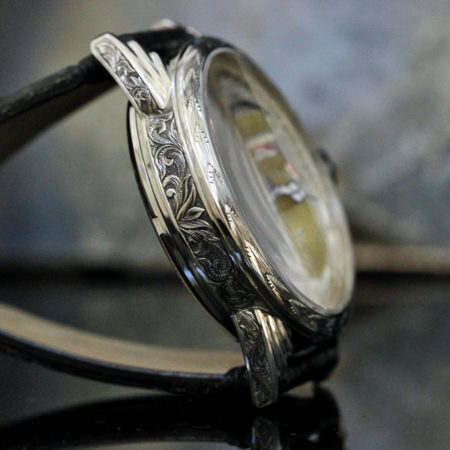Hand Engraved Steel case -Fine Silver Dragon Dial - Image 3