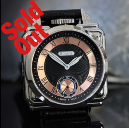 Art Deco inspired Black/Rose Gold colored Guilloche Dial