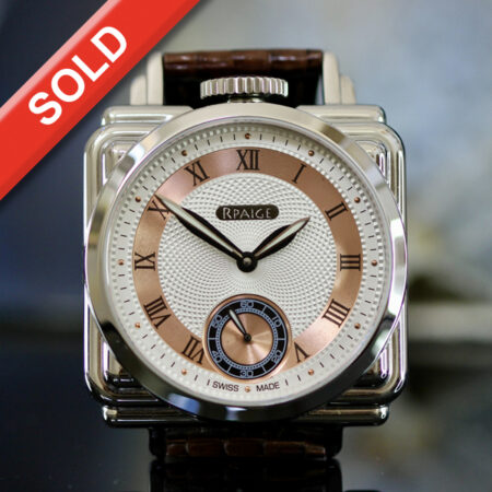 Art Deco inspired White/Rose Gold colored Guilloche Dial