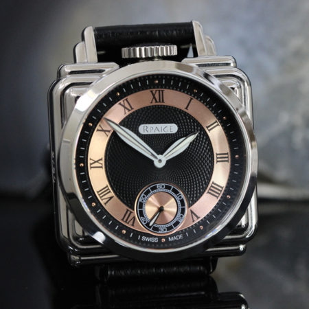 Art Deco inspired Black/Rose Gold colored Guilloche Dial - Image 3