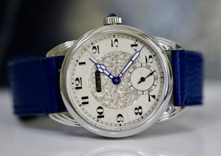 Steel Wrocket  case with antique silver engraved dial - Image 2