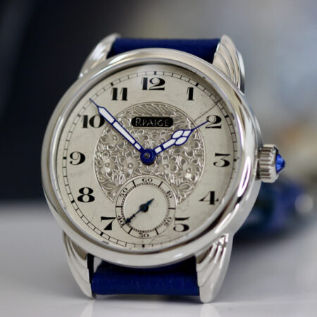 Steel Wrocket  case with antique silver engraved dial - Image 3