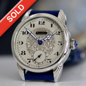 Steel Wrocket  case with antique silver engraved dial