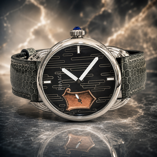 Antique Sterling Silver and Rose Gold "Niello" Dial - Image 2