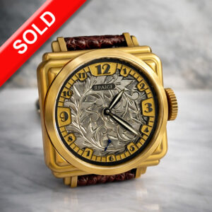 Rpaige Bronze "SpeakEasy" with Antique Sterling Silver Hand Engraved Dial