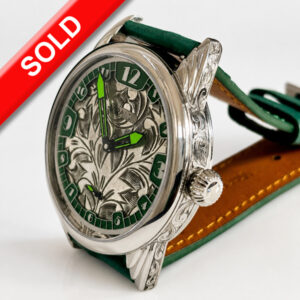 Antique Hand Engraved Sterling Silver Dial- Hand Engraved case